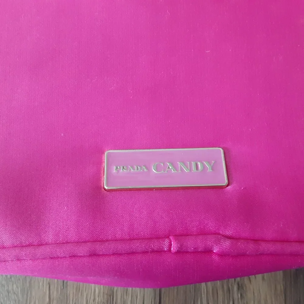 Prada✨ Prada Candy Pink Satin Cosmetic Bag Travel Handbag Clutch